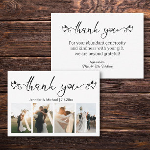 Carte De Correspondance écriture décorative merci 4 photos mariage