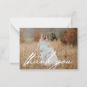 Carte De Correspondance écriture élégante merci photo baby shower (Devant)