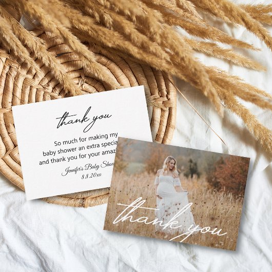 Carte De Correspondance écriture élégante merci photo baby shower