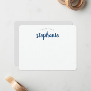 Carte De Correspondance Écriture ludique bleue personnalisée à plat