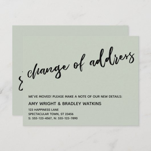 Carte De Correspondance Écriture manuscrite décontractée Changement d'adre (Devant / Derrière)