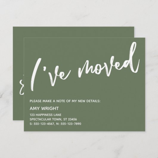 Carte De Correspondance Écriture manuscrite décontractée J'ai déplacé Fair (Devant / Derrière)