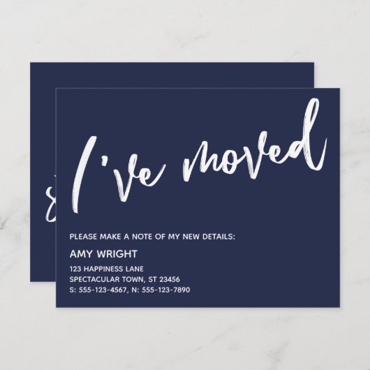 Carte De Correspondance Écriture manuscrite décontractée J'ai déplacé Fair (Devant / Derrière)