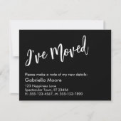 Carte De Correspondance Écriture manuscrite décontractée Noir J'ai déplacé (Devant)