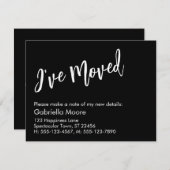 Carte De Correspondance Écriture manuscrite décontractée Noir J'ai déplacé (Devant / Derrière)