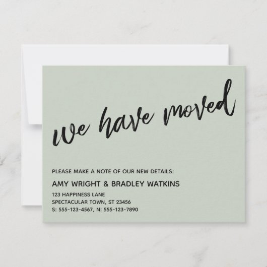 Carte De Correspondance Écriture manuscrite décontractée Nous Avons Déplac (Devant)