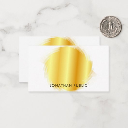 Carte De Correspondance Écriture manuscrite Gold Look Monogramme Simple (Devant/Arrière en situation)