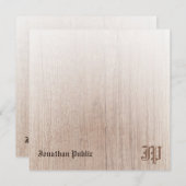 Carte De Correspondance Écriture manuscrite Monogramme Aspect bois personn (Devant / Derrière)
