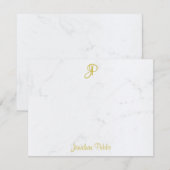 Carte De Correspondance Écriture manuscrite Monogramme Or Marbre tendance (Devant / Derrière)