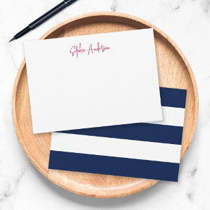 Carte De Correspondance Écriture moderne avec rayures blanches et couleur