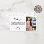 Carte De Correspondance écriture moderne chic merci diplôme photo (Devant/Arrière en situation)