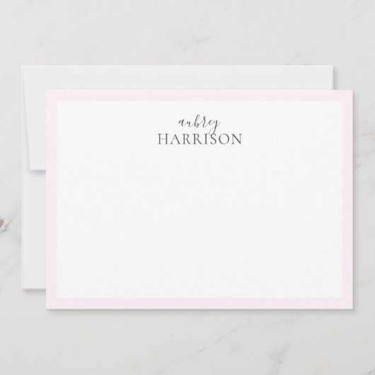 Carte De Correspondance Écriture simple moderne Nom rose (Devant)