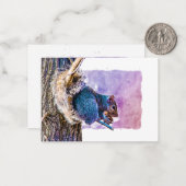 Carte De Correspondance Écureuil aquarelle violet pour la Saint-Valentin (Devant/Arrière en situation)