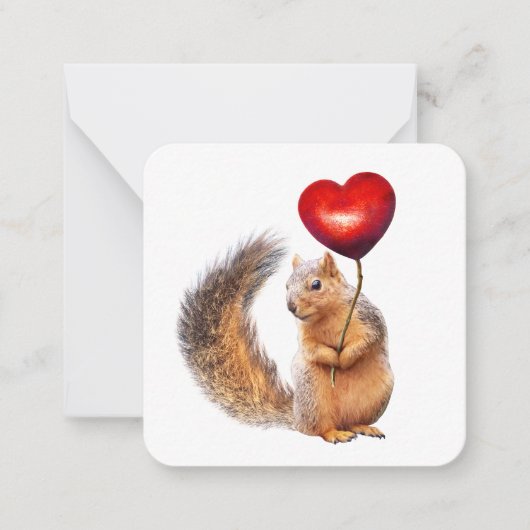 Carte De Correspondance Écureuil avec Mini Coeur (Devant)