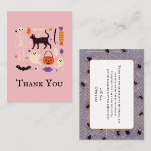 Carte De Correspondance Éffrayant Un Halloween rose 1er Anniversaire Merci