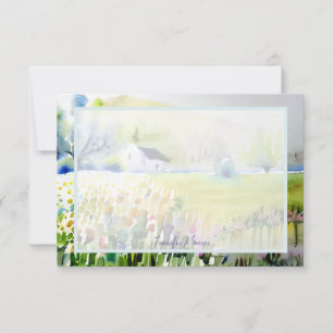 Carte De Correspondance Église de jardin de campagne à l'aquarelle personn