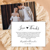 Carte De Correspondance Elegance Chic Heart Script Mariage Photo Merci