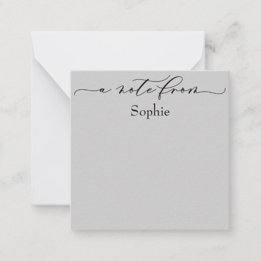 Carte De Correspondance Élégant "A Note From" en gris clair simple (Devant)