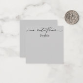 Carte De Correspondance Élégant "A Note From" en gris clair simple (Devant/Arrière en situation)