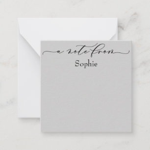 Carte De Correspondance Élégant "A Note From" en gris clair simple