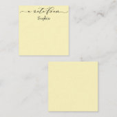 Carte De Correspondance Élégant "A Note From" en Jaune clair simple (Devant / Derrière)