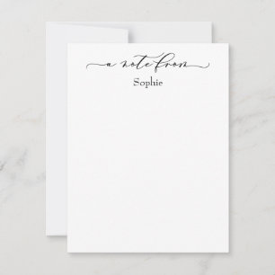 Carte De Correspondance Élégant "A Note From" en noir et blanc