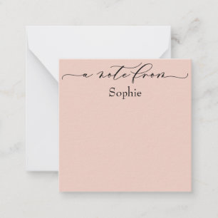 Carte De Correspondance Élégant "A Note From" en rose pâle