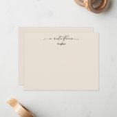 Carte De Correspondance Élégant "A Note From", Simple en crème (Devant/Arrière en situation)