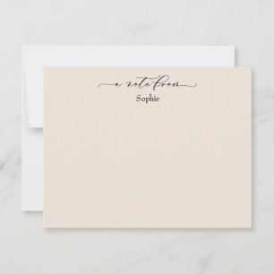 Carte De Correspondance Élégant "A Note From", Simple en crème