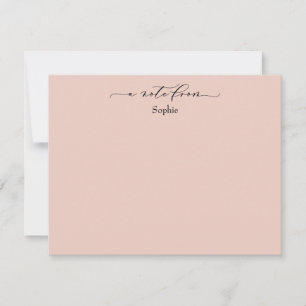 Carte De Correspondance Élégant "A Note From", simple en rose