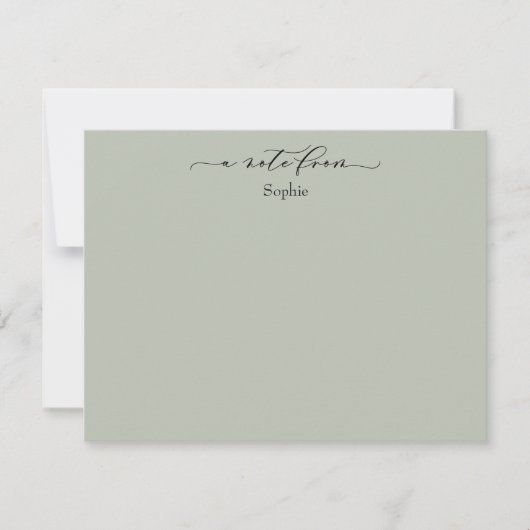 Carte De Correspondance Élégant "A Note From", Simple en Sage Green (Devant)