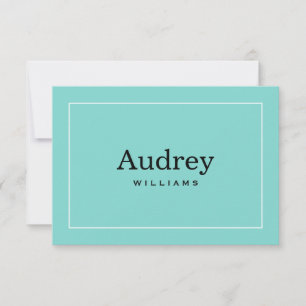 Carte De Correspondance Elégant Aqua Blue Custom Bride Nom Monogramme