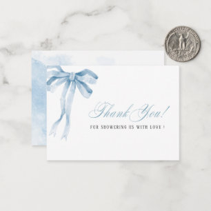 Carte De Correspondance Elégant Aquarelle Bleu Bow ruban Baby shower