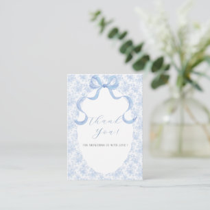 Carte De Correspondance Elégant Aquarelle Bleu Bow ruban Baby shower