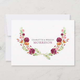 Carte De Correspondance Elégant aquarelle Botanique Couple Monogramme