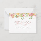 Carte De Correspondance Elégant Aquarelle Citrus rose Fleurs Merci (Devant)