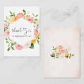 Carte De Correspondance Elégant Aquarelle Citrus rose Fleurs Merci (Devant / Derrière)