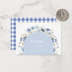 Carte De Correspondance Elégant baby shower de fleurs bleu aquarelle