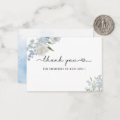 Carte De Correspondance Elégant Baby shower Fleur sauvage bleu aquarelle (Devant/Arrière en situation)