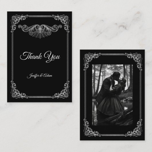 Carte De Correspondance Elegant black and white Gothic  wedding (Devant / Derrière)