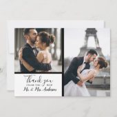 Carte De Correspondance Elégant Blanc 2 Photo Collage Mariage (Devant)