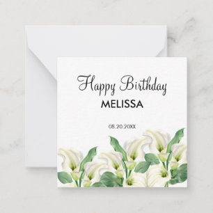 Carte De Correspondance Elégant Blanc Calla Lily Floral Anniversaire