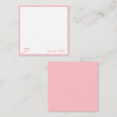 Carte De Correspondance Élégant blanc rose rose blanc Texte manuscrit Mono (Devant / Derrière)