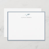 Carte De Correspondance Elégant bleu Dusty Botanique (Devant / Derrière)