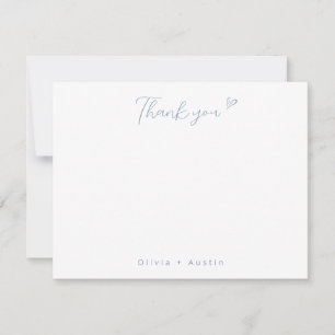 Carte De Correspondance Elégant bleu Dusty main tiré Merci Bow