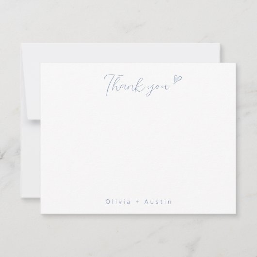 Carte De Correspondance Elégant bleu Dusty main tiré Merci Bow (Devant)