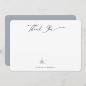 Carte De Correspondance Elégant bleu Dusty Merci botanique (Devant / Derrière)