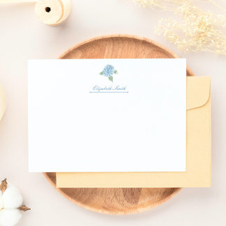 Carte De Correspondance Elégant bleu Hydrangea aquarelle personnalisée