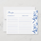 Carte De Correspondance Elegant Blue & White Recipe Cards (Devant)