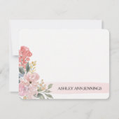 Carte De Correspondance Elegant Blush Floral Pink Personalized (Devant)